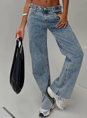 Sidle Low Rise Straight Leg Jeans Light Wash