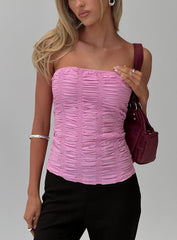 Star Quality Strapless Ruched Top Pink