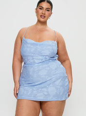 Celena Mini Dress Light Blue Burnout Curve