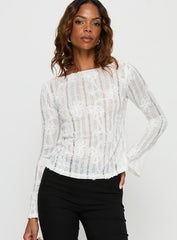 Devanie Sheer Long Sleeve Top White