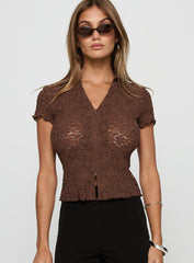 Best Shot Collared Top Brown
