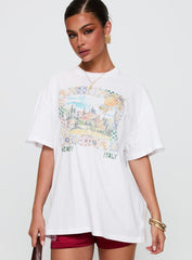 Love From Tuscany Oversized Graphic Top White