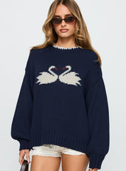 Swan Lake Love Knit Sweater Navy