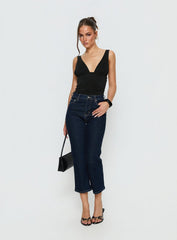 Cindee High Rise Cropped Jeans Raw Indigo