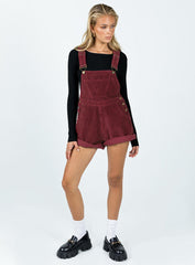 Kacey Short Overalls Burgundy