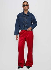 Good On You Bow Detail Jacket Blue Denim