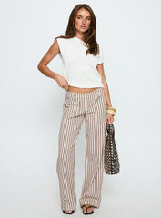Vendi Low Rise Pant Brown Stripe