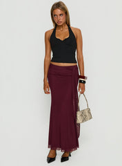 Caviar Tie Maxi Skirt Currant