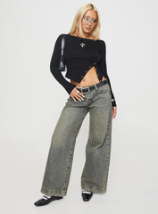 Karre Off The Shoulder Long Sleeve Top Black