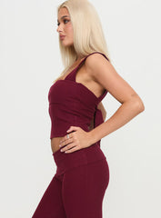 Mooring Square Neck Top Maroon