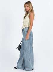Eivissa High Rise Baggy Jeans Faded Denim