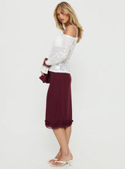 Rosette Frill Midi Skirt Currant