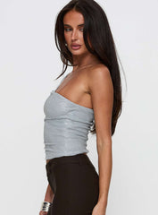 No Distractions One Shoulder Top Silver