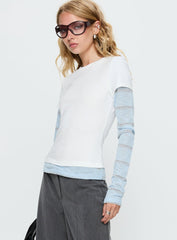 Caisey Layered Long Sleeve Top White / Blue Stripe