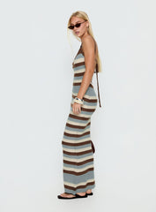 Leylana Scoop Knitted Maxi Dress Blue / Brown Stripe