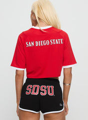 SDSU Cropped Soccer Jersey Tee Red