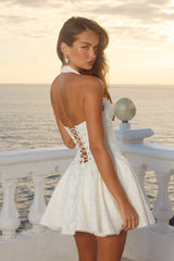 Amity V-Neck Corset Mini Dress - Ivory