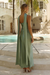 ELSA STRAPLESS SCARF MAXI DRESS - SAGE