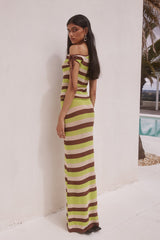 Hazel Low Waisted Knit Midi Skirt - Lime Multi
