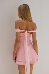 Kadie Off Shoulder Mini Dress - Pink