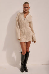 KATARA KNIT MINI DRESS - CREAM