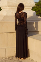 Larna Lace Long Sleeve Maxi Dress - Black