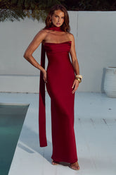MADELEINE STRAPLESS MAXI DRESS - CHERRY