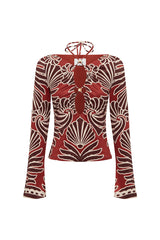 Sienna Sleeved Top - Brodie Red