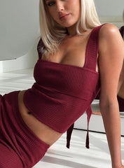 Mooring Square Neck Top Maroon