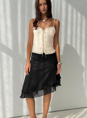 Rosemead Satin Midi Skirt Black