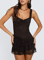 Kaydenn Frill Playsuit Chocolate