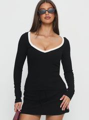 Baseline V Neck Long Sleeve Top Black / White
