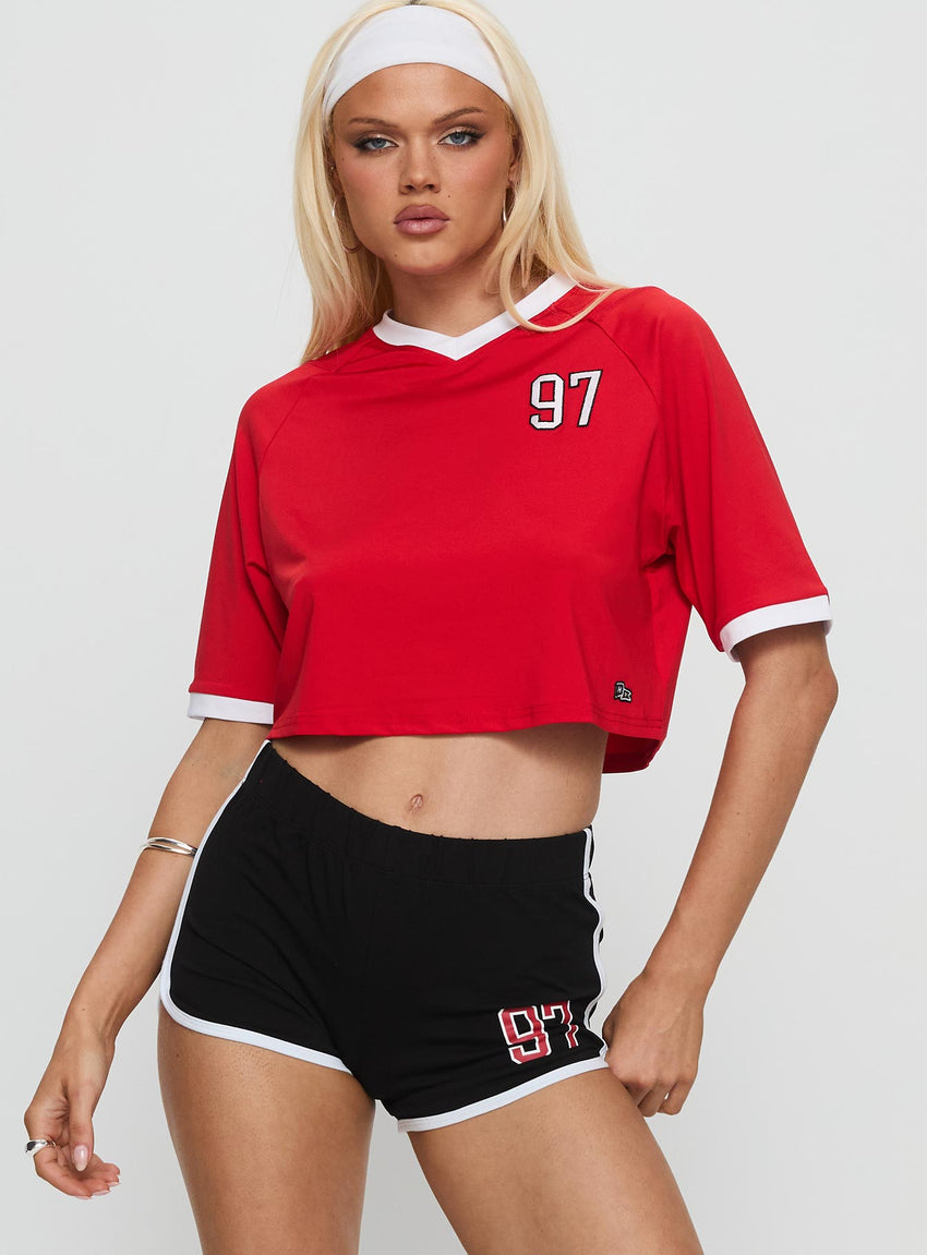 SDSU Cropped Soccer Jersey Tee Red