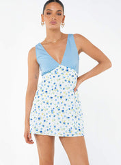 Nellie Spliced Mini Dress Blue / White