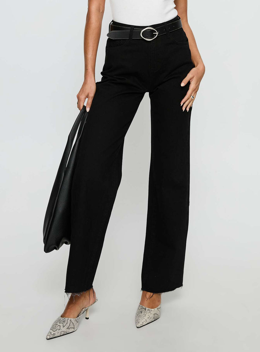 Henesey High Rise Straight Leg Jeans Jet Black
