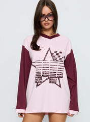 Starletta Long Sleeve Moto Top Pink