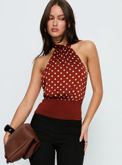 Rania Top Polka Burnt Red