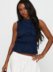Endless Summers Tie Side Top Navy