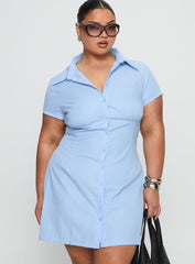 Motley Mini Dress Blue Stripe Curve