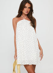 Moonlit Mini Dress White Polka