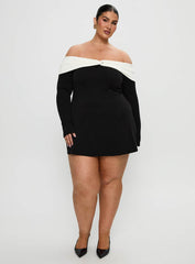 Distractions Off Shoulder Long Sleeve Mini Dress Multi Curve