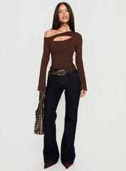 Raissa Cut Out One Shoulder Bodysuit Brown