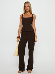 Kinsie Tailored Top Brown