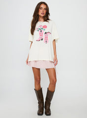 Lassie Girl Oversized Graphic Top Cream