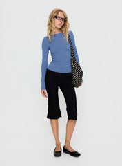 Nyren Low Back Boatneck Long Sleeve Top Navy Stripe