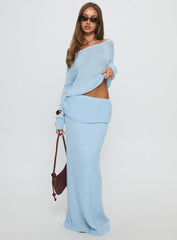 Tessira Boucle Maxi Skirt Blue