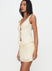 Letting Go Gathered Waist Mini Skirt Cream