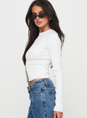 Suzu Long Sleeve Knit Top White
