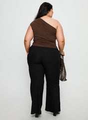Kortnee Eyelet Detail Flare Leg Pants Black Curve
