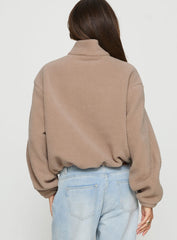 Icy Days Fleece Quarter Zip Jumper Light Brown